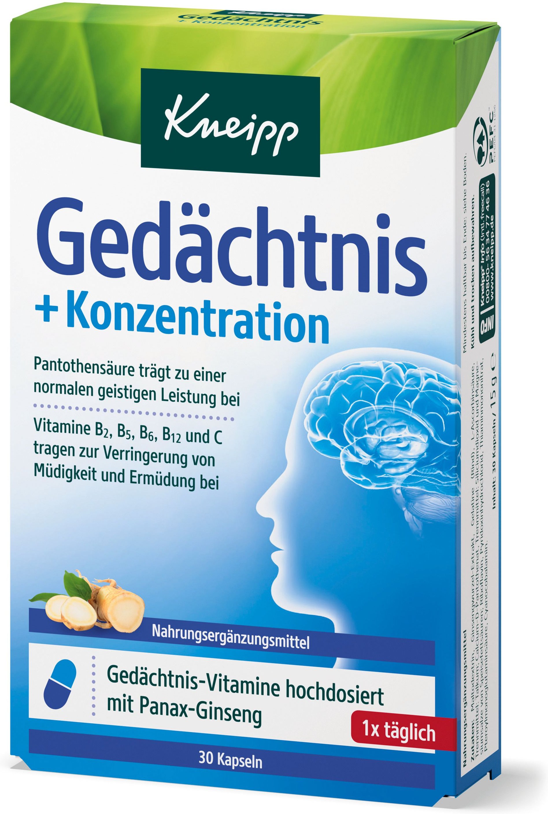 Kneipp Gedächtnis+Konzentration Kapseln 30 St