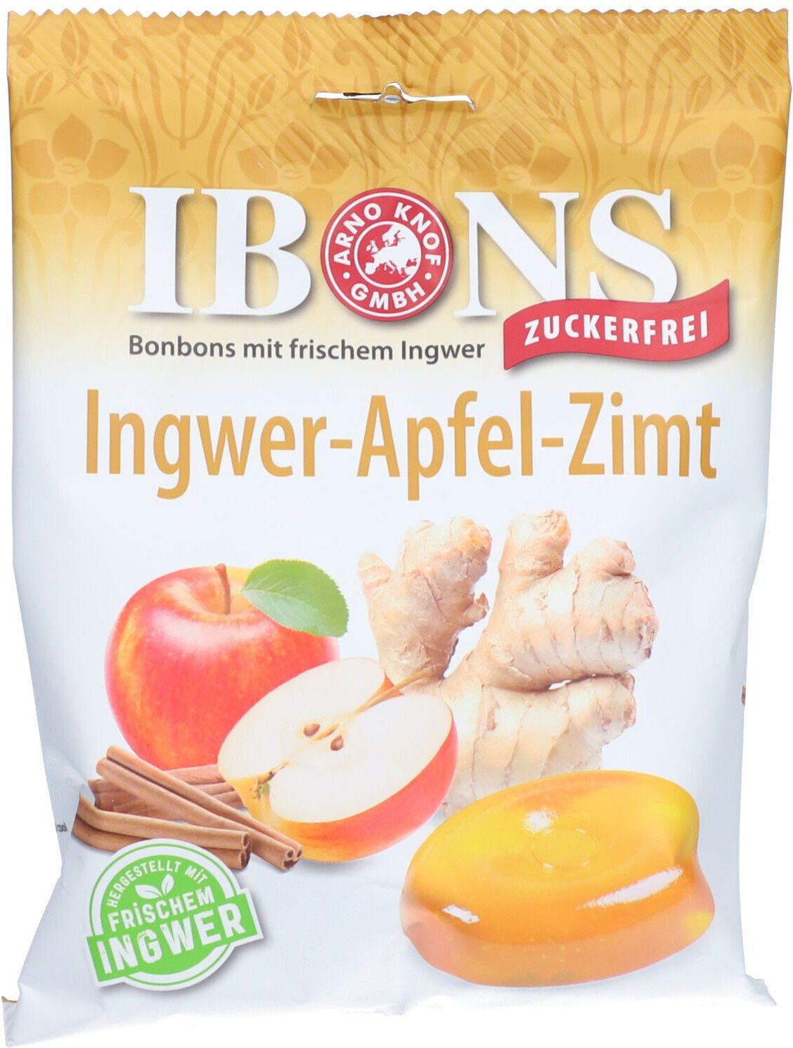 Ibons Ingwer Apfel Zimt o.Zucker Tüte Lutschbonb. 75 g Bonbons