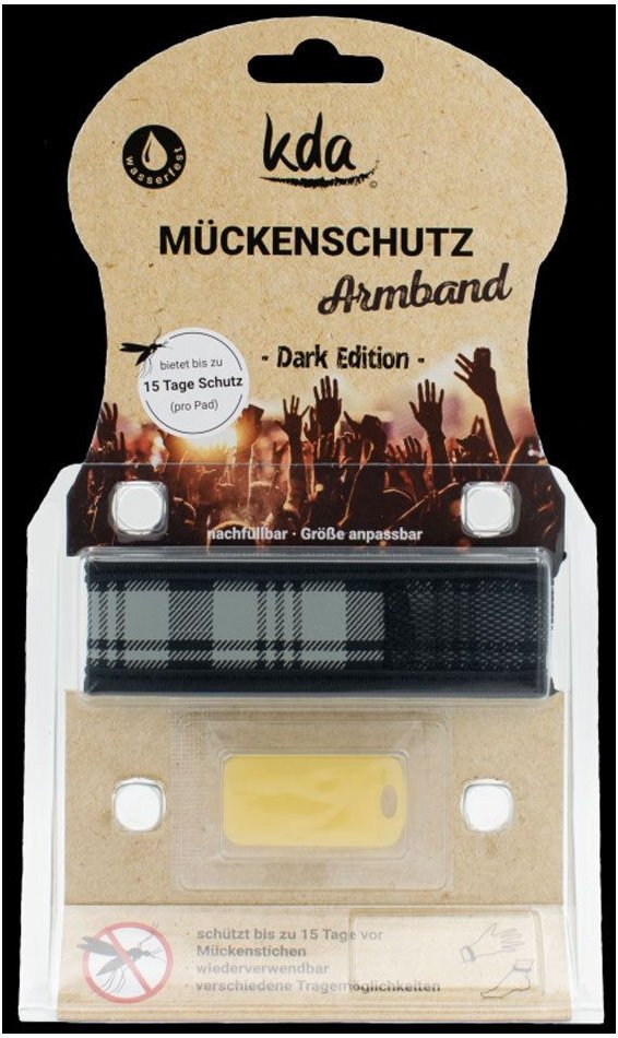 Mückenschutz Armband Karo grau