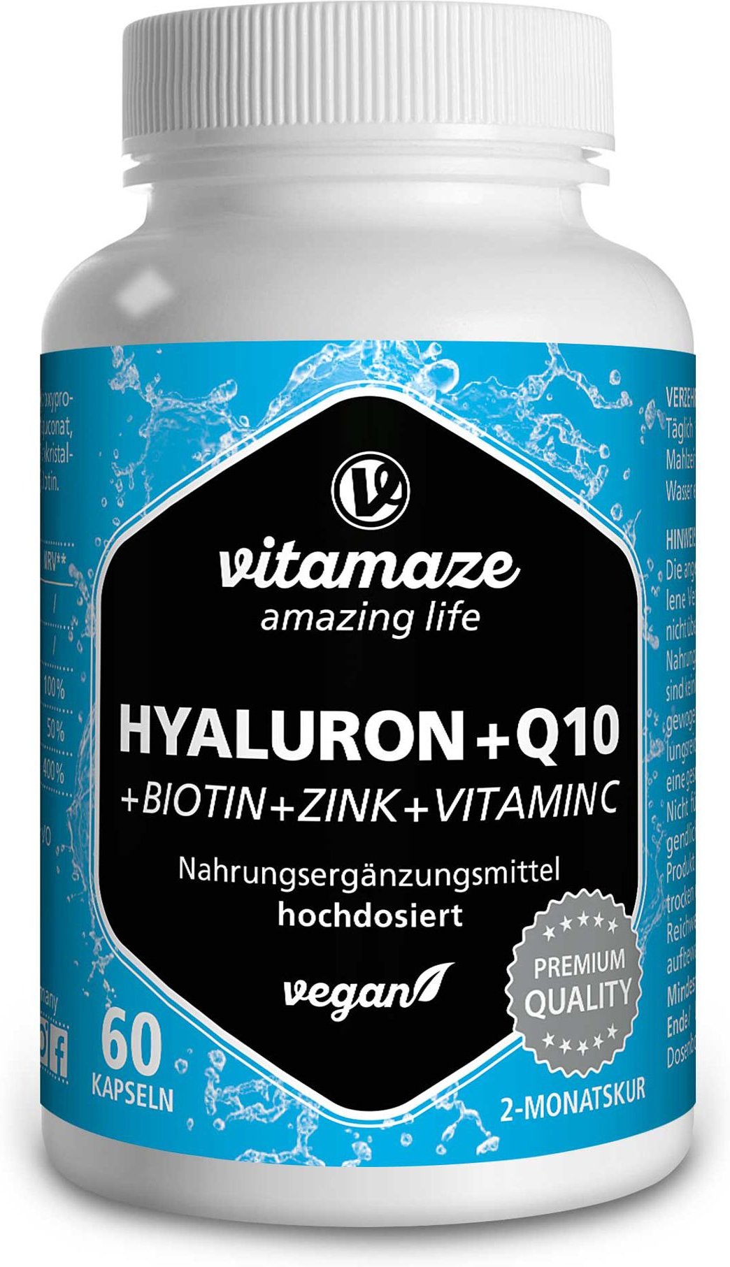 Hyaluronsäure 200 mg hochdos.+Coenzym Q10 vegan 60 St Kapseln