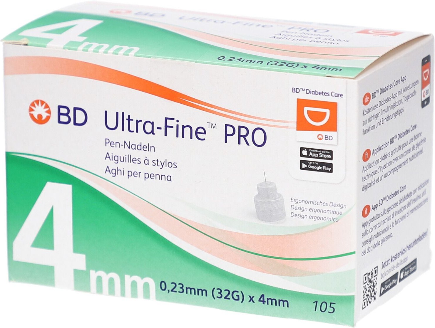 BD Ultra-Fine PRO Pen-Nadeln 4 mm 32 G 0,23 105 St Kanüle