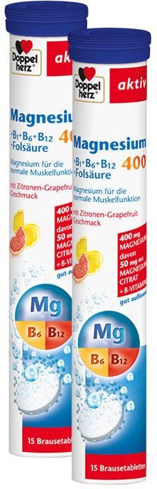 Thumbnail - Doppelherz Magnesium 400 + B-Komplex 2x15 St Brausetabletten