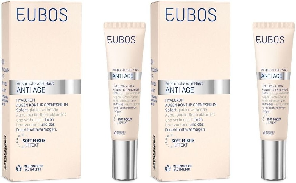 Eubos Sensitive Hyaluron Augen Kontur CremeSerum 2x 2x15 ml Augencreme
