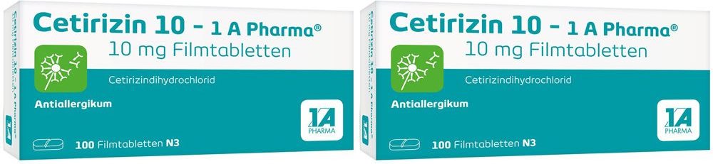 Cetirizin 10 1A Pharma Doppelpack 2x100 St Filmtabletten