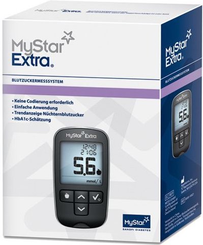 Thumbnail - Mystar Extra Blutzuckermessgerät Set mmol / l