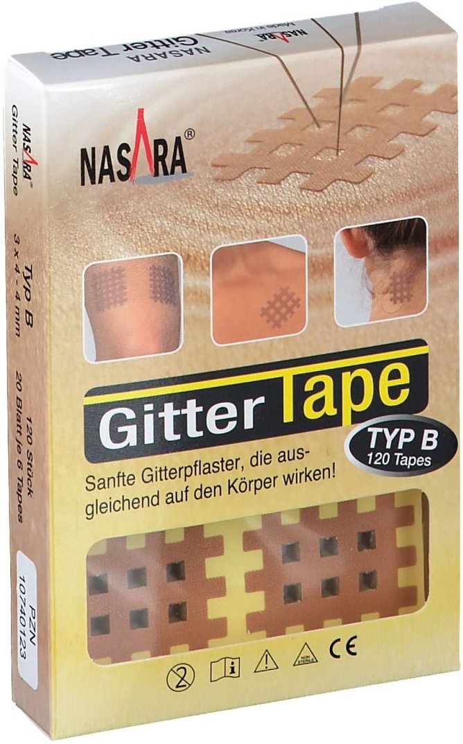 Nasara Gitter Tape Type B 2,8x3,6 cm 20x6 Pflaster 1x120 St
