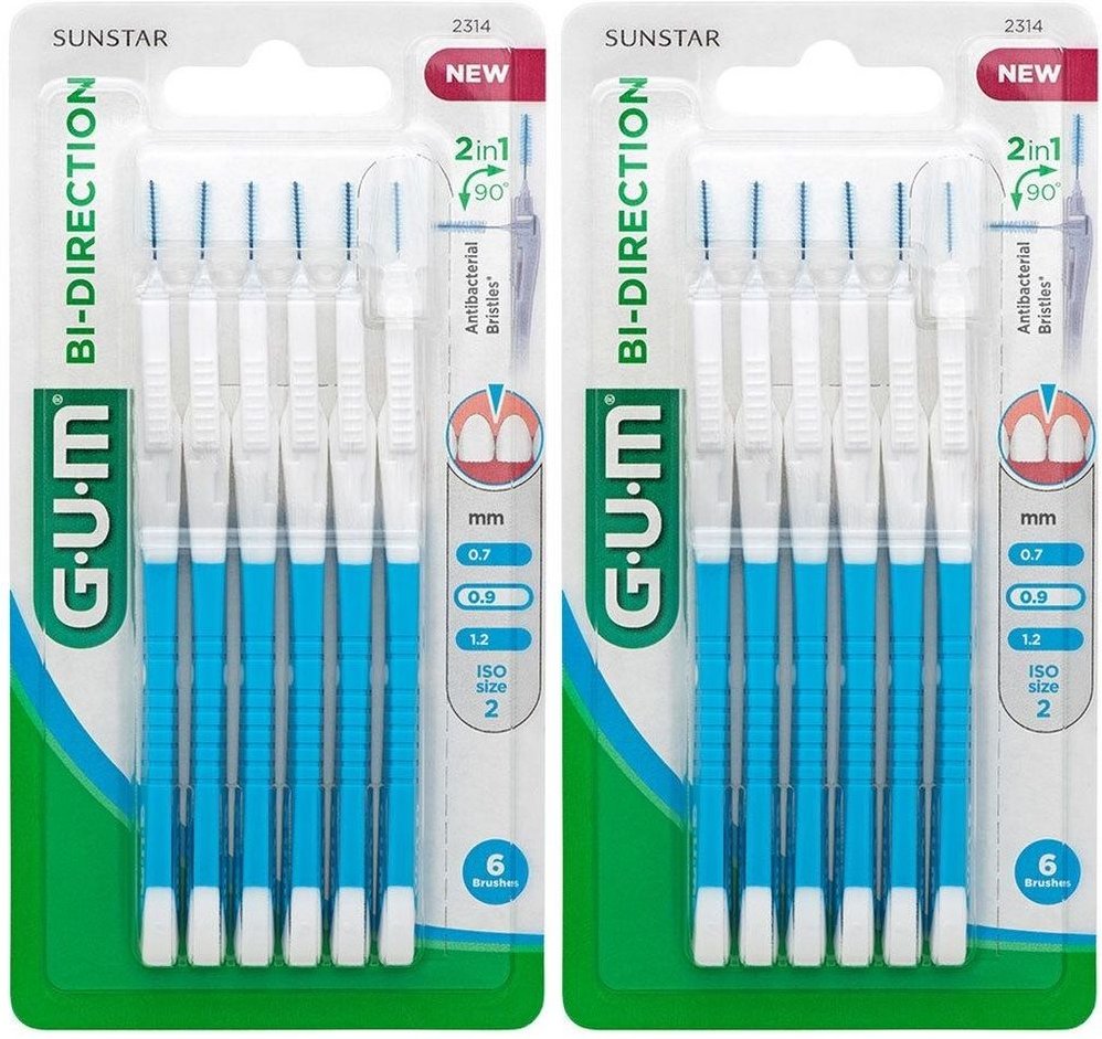 GUM Bi-Direction Blau 0.9 x2 2x6 St Zahnbürste
