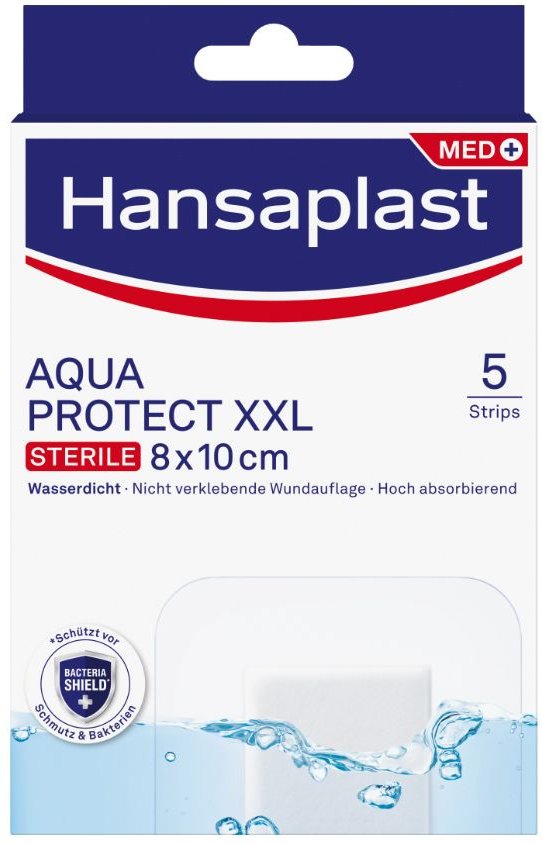 Hansaplast Aqua Protect Wundverb.steril 8x10 cm 5 St Pflaster