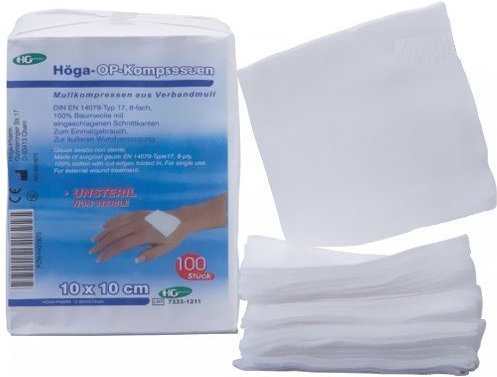 Höga-Kompressen OP 10x10 cm unsteril 8fach 100 St Kompressen