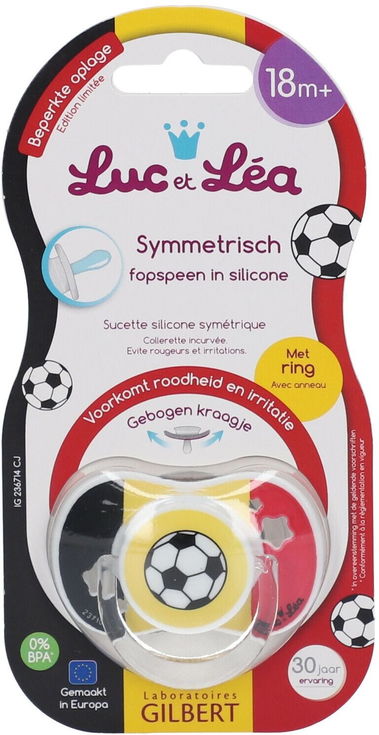 Luc & Léa Fopspeen Symmetrisch Voetbal met Ring Limited Edition 18Maanden+ 1 St Schnuller