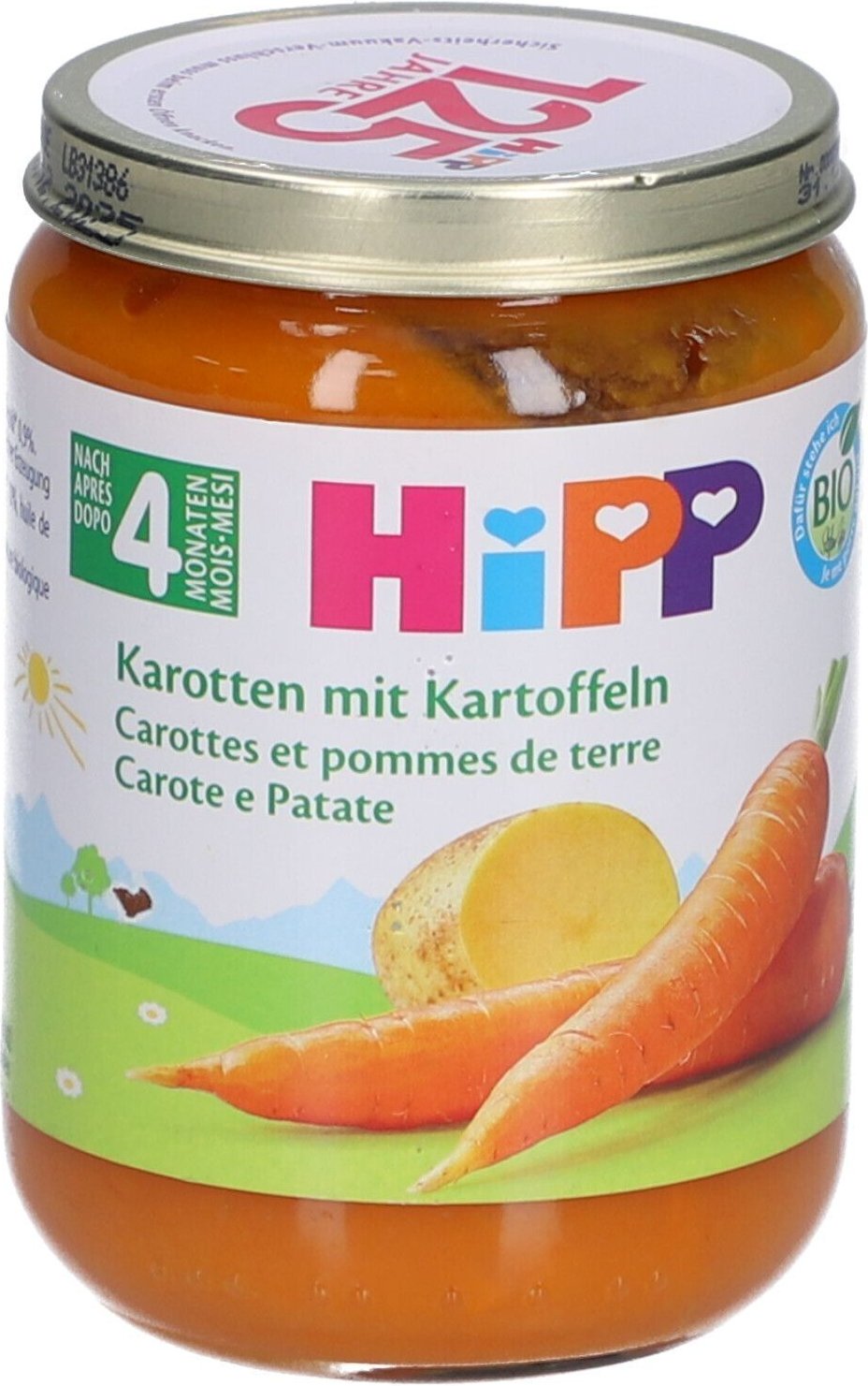HiPP Karotten mit Kartoffeln, ab dem 4. Monat x4 4x190 g
