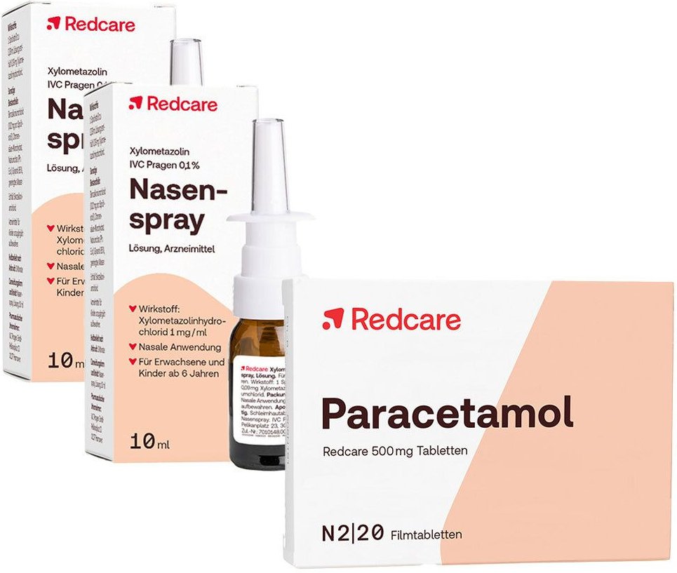 Redcare Paracetamol 500mg + Xylo 0,1% Nasenspray Doppelpack 1 St Set