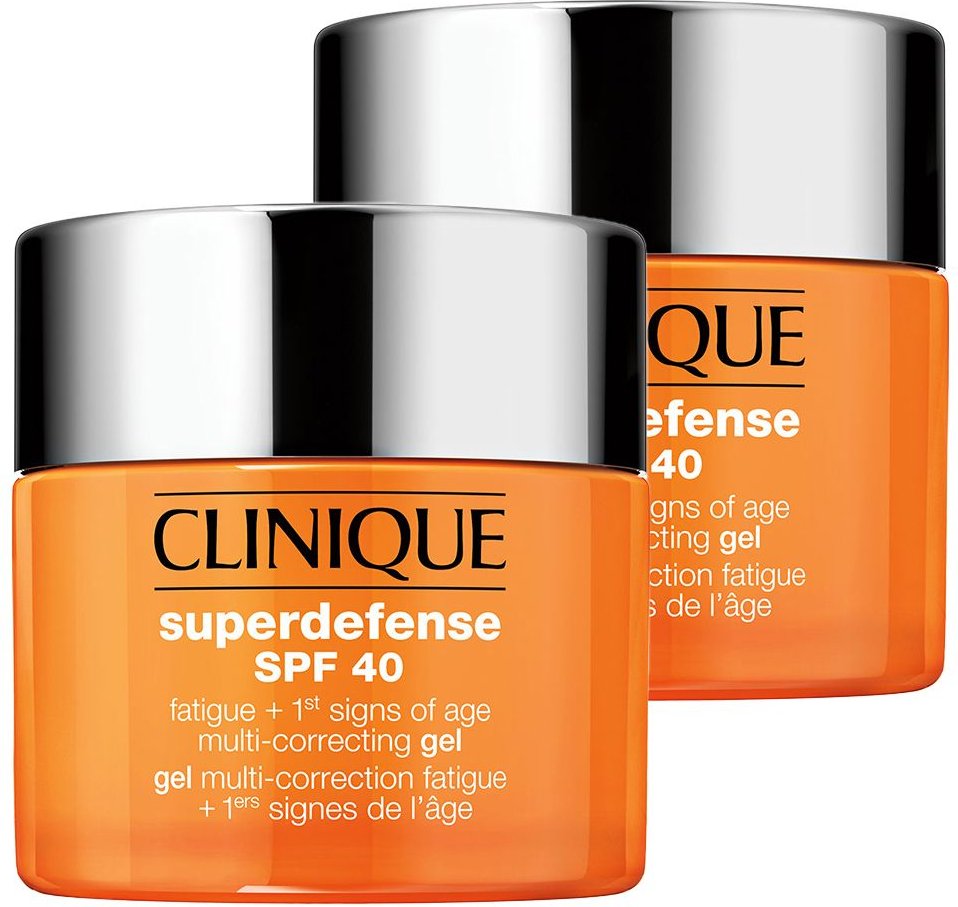 2x Clinique Superdefense SPF 40 Fatigue + 1st Signs Of Age Multi-Correcting Gel 2x50 ml Creme