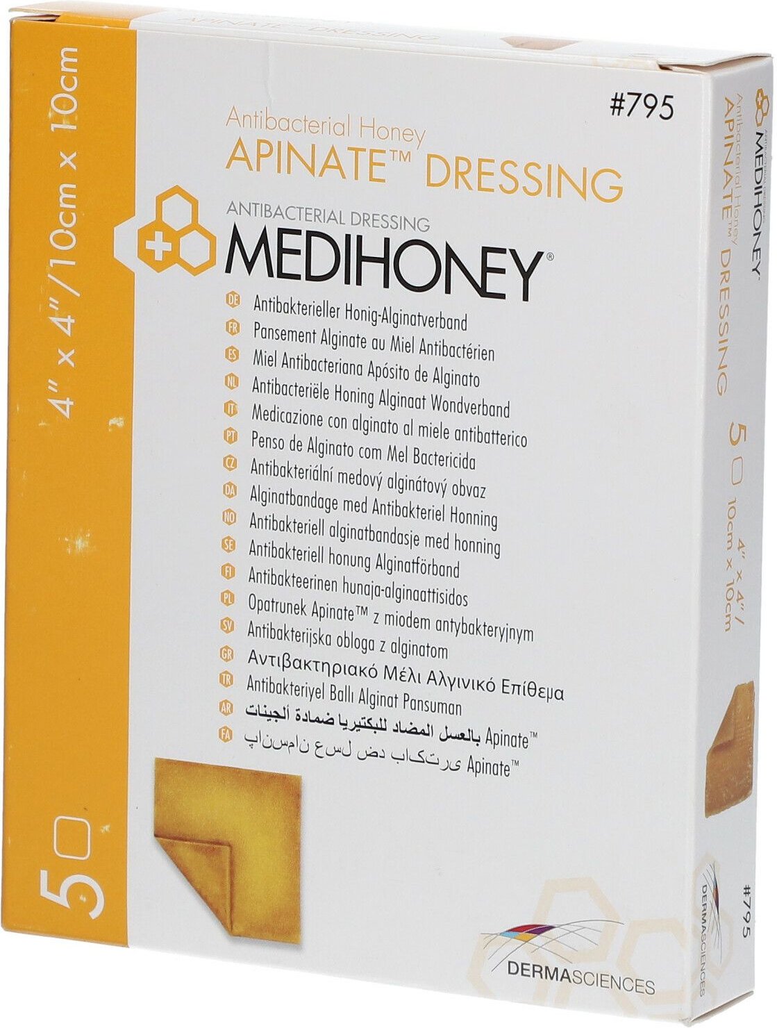Medihoney Apinate Alginatverband 10x10 cm 5 St Verband