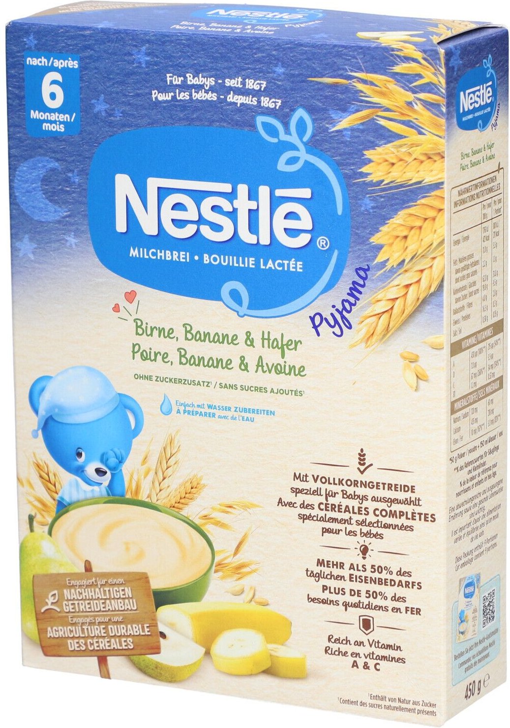 Nestle Milchbrei Pyjama Birne Banane&Haf 6M 450 g Puder