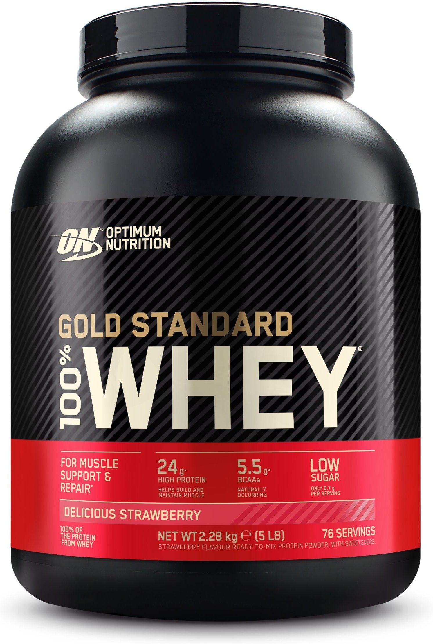 Optimum Nutrition 100 % Whey Gold Standard, Delicious Strawberry, Pulver 2280 g