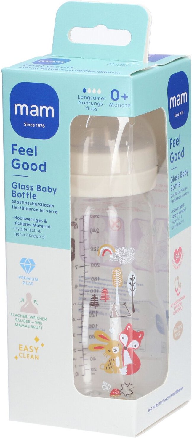 MAM Feel Good Zuigfles Glass Matt Unisex 2 Maanden+ 260 ml Flaschen