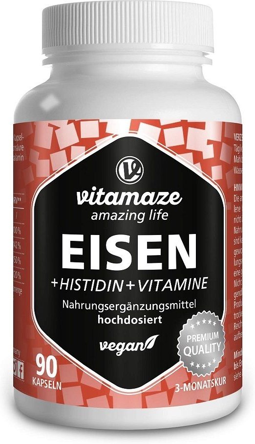 Eisen 20 mg+Histidin+Vitamine C/B9/B12 Kapseln 90 St