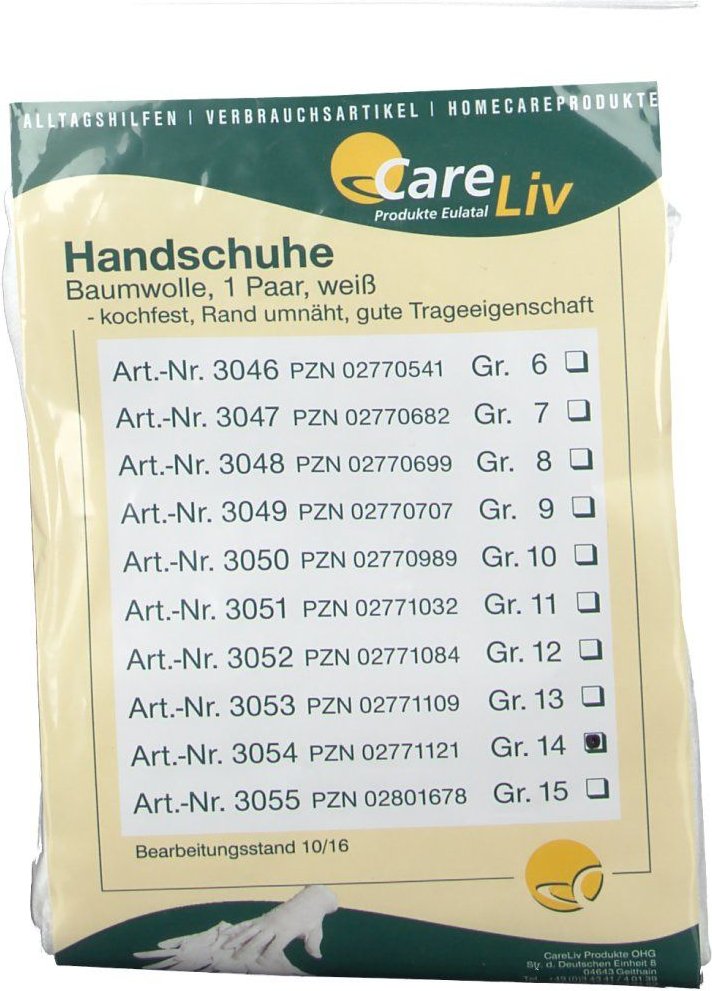 Handschuhe Baumwolle Größe 14