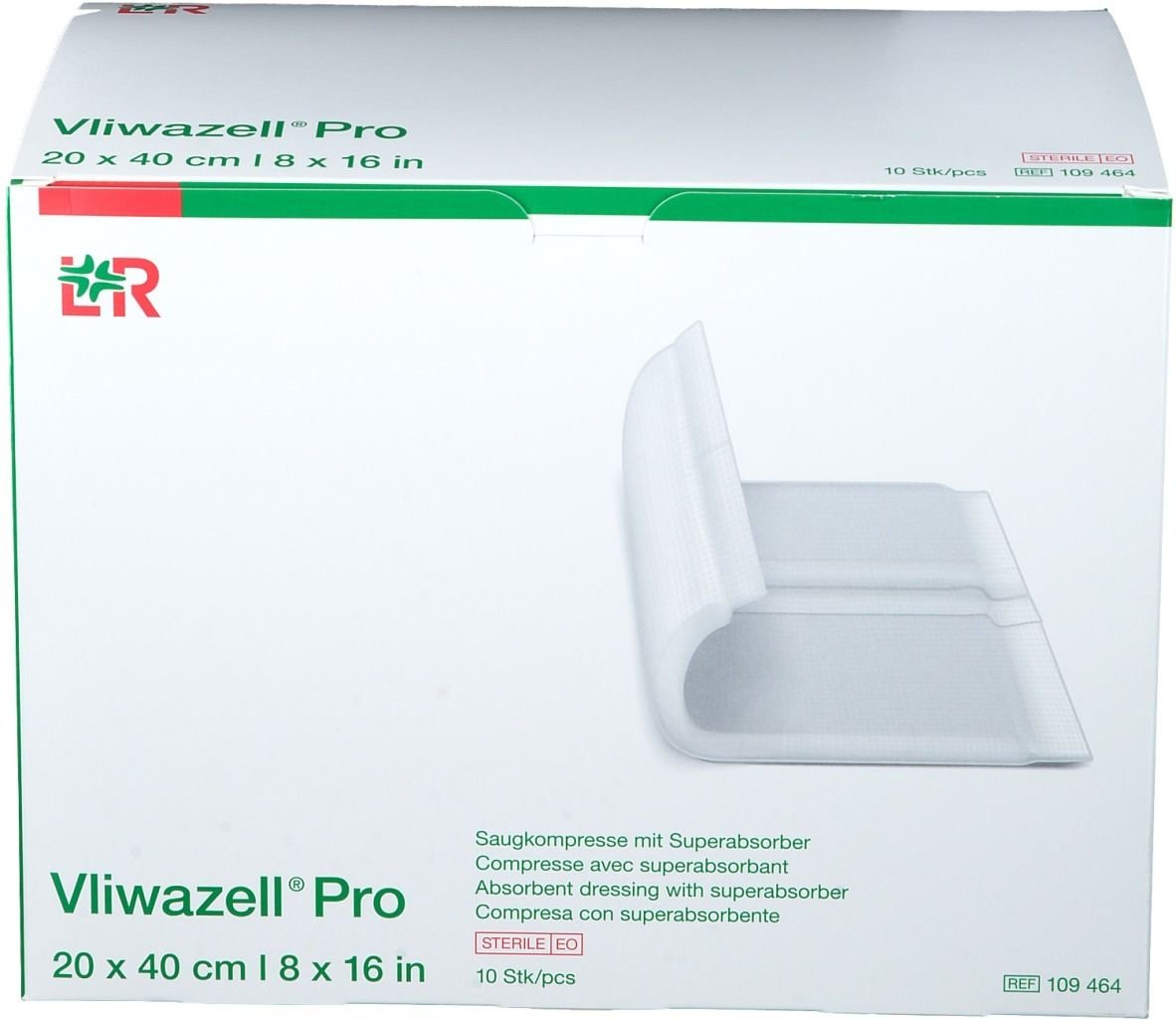 Vliwazell Pro superabsorb.Kompr.steril 20x40 cm 10 St Kompressen