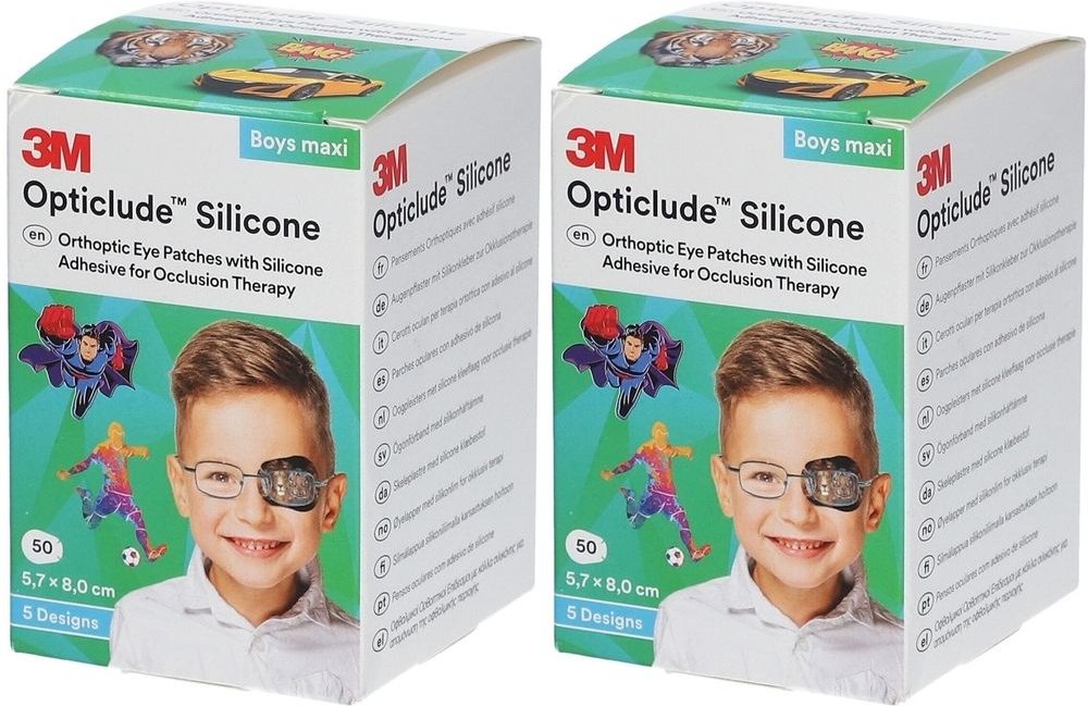 Opticlude Silicone boys maxi 5,7x8 cm 2739Pb 2x 2x50 St Pflaster