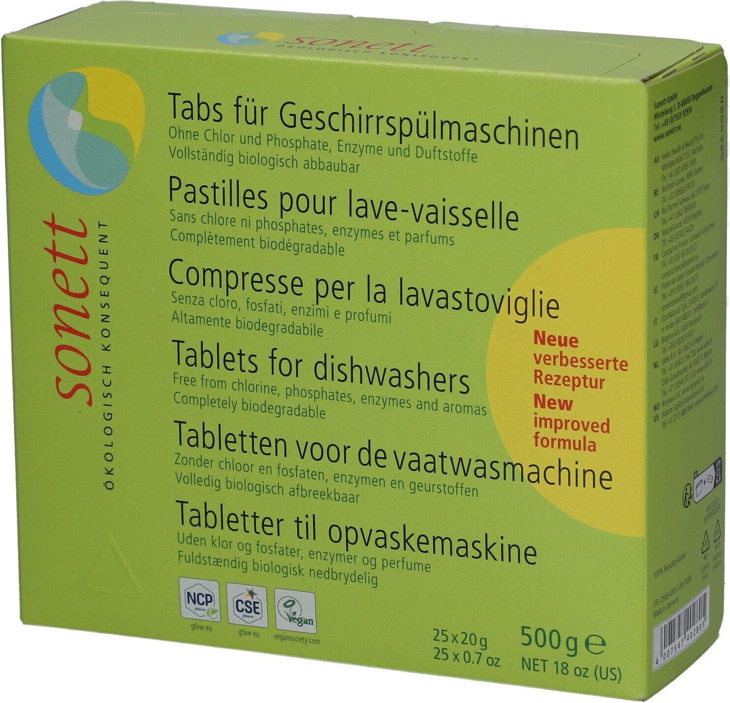 Sonett Tabs für Geschirrspülmaschine 25 x 20 g Pastillen