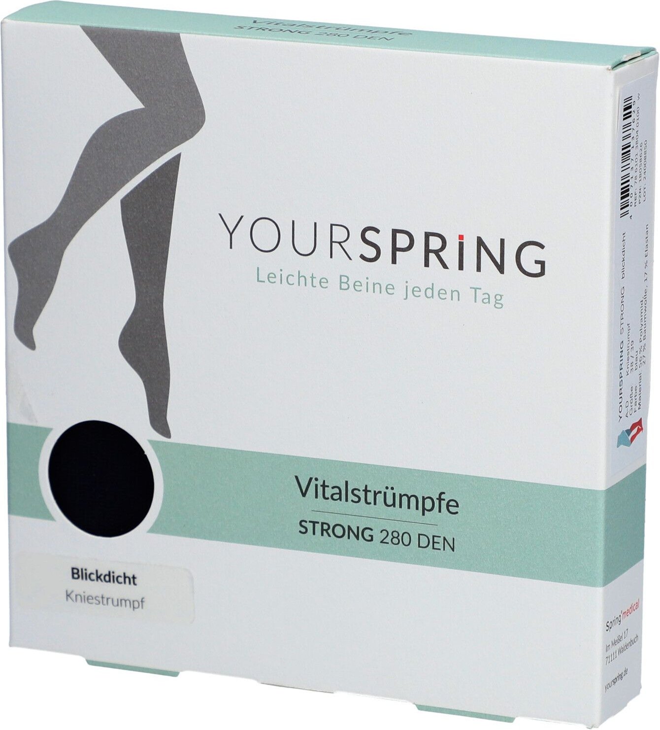 Yourspring strong blickdicht 280den AD 38/39 blau 2 St Strümpfe