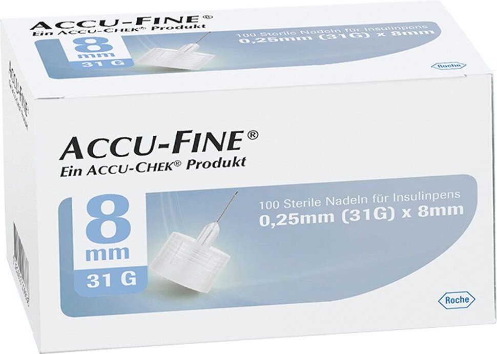 Accu Fine sterile Nadeln f.Insulinpens 8 mm 31 G 100 St Kanüle