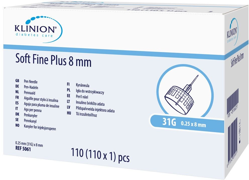 Klinion Soft fine plus Pen-Nadeln 0,25x8 mm 31 G + Retourenbox 110 St Kanüle