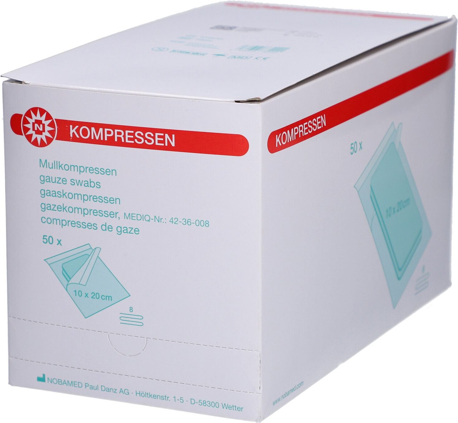 Mullkompressen 10x20 cm steril 8fach 50x2 St Kompressen
