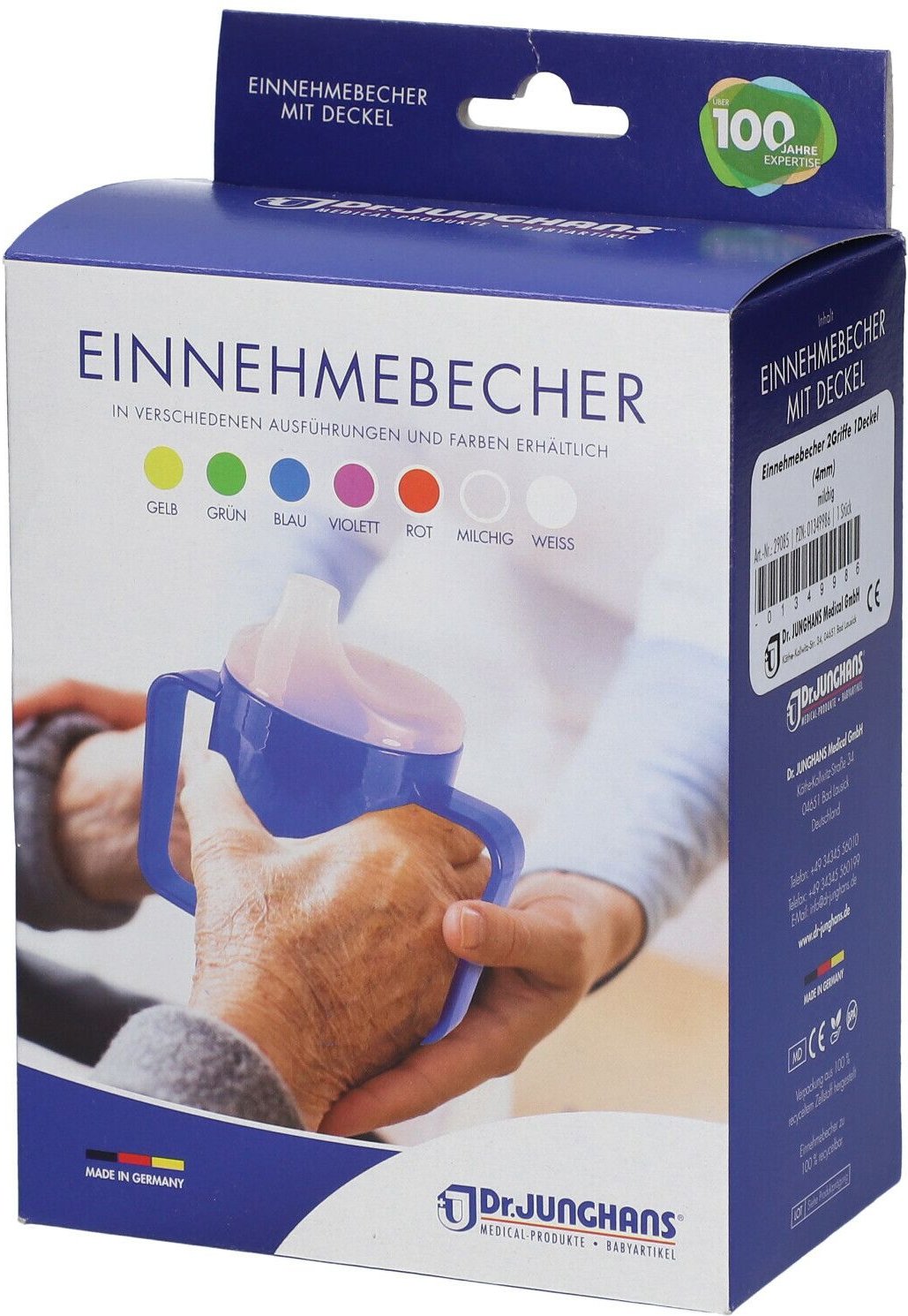 Einnehmebecher m.2 Griffen+Deckel 4mm milchig 1 St Becher