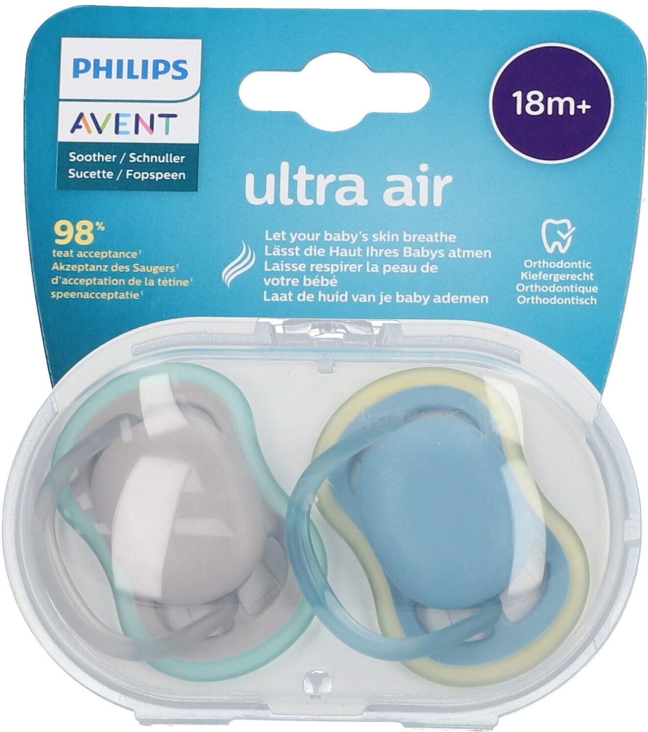 Philips Avent Fopspeen Air Unisex 18 Maanden+ Scf349/01 2 St Schnuller