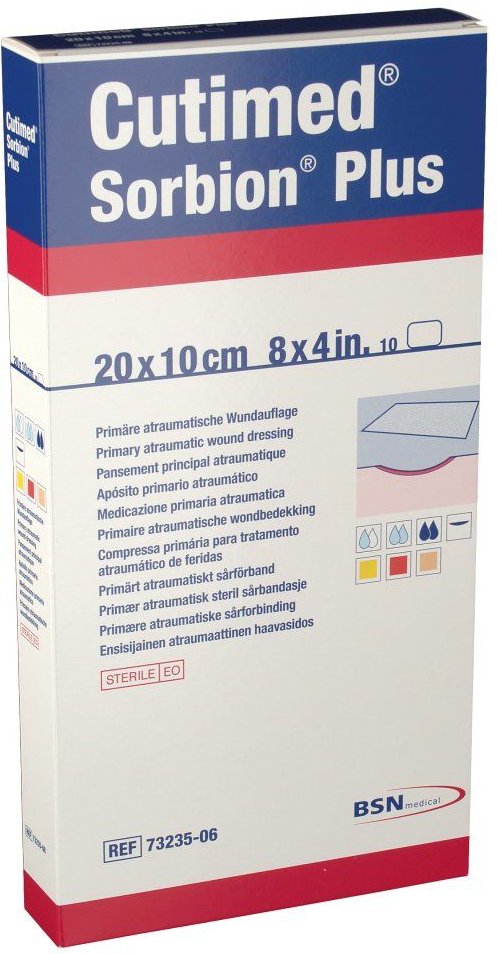 Cutimed Sorbion Plus Wundauflage 10x20 cm 10 St Pflaster