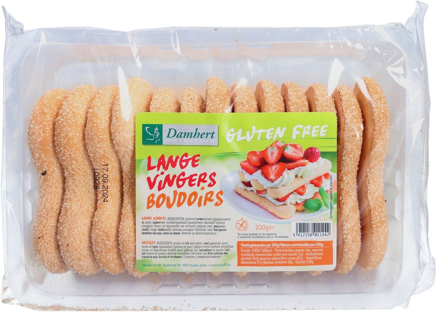 Damhert Glutenvrije Lange Vingers 100 g Kekse