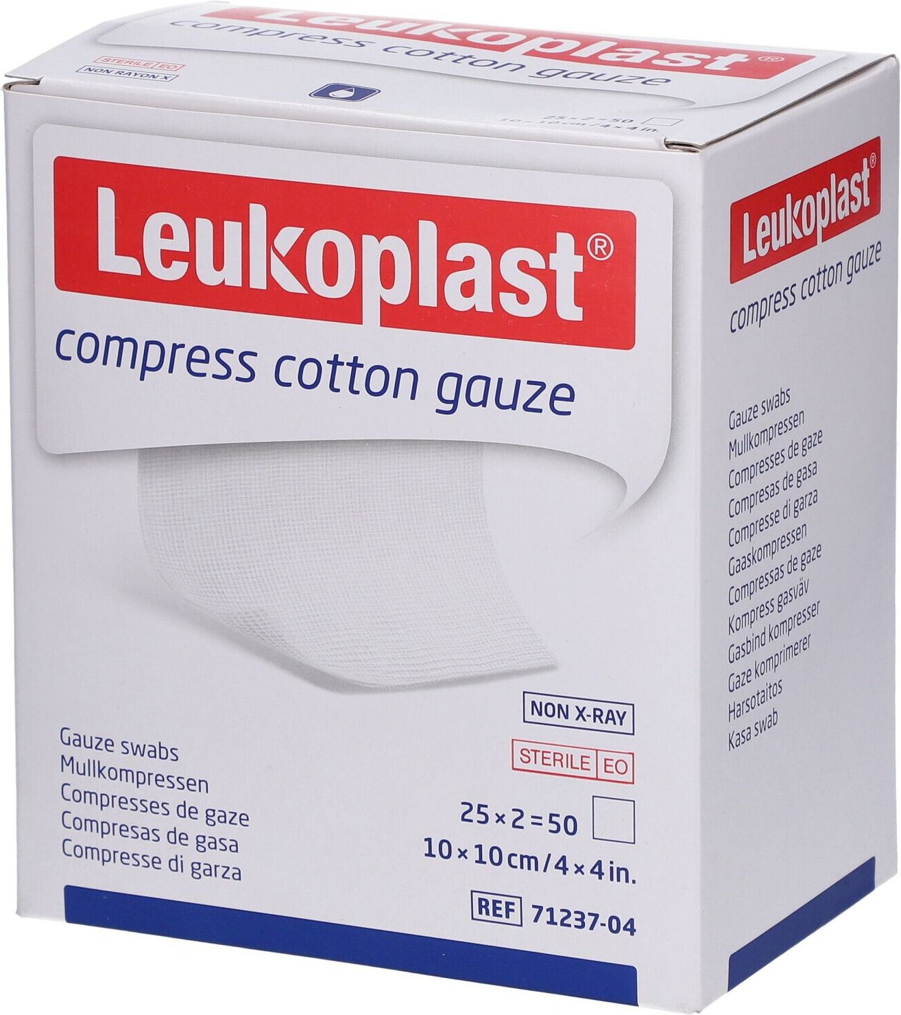 Leukoplast compress Cotton Gauze 10x10cm ste.8f 25x2 St Kompressen