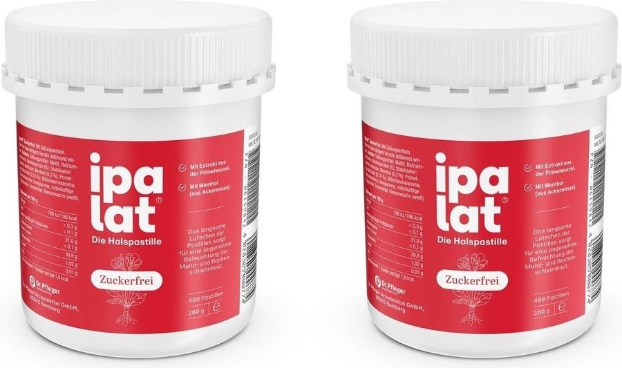 Ipalat Halspastillen zuckerfrei 2x 2x400 St Pastillen
