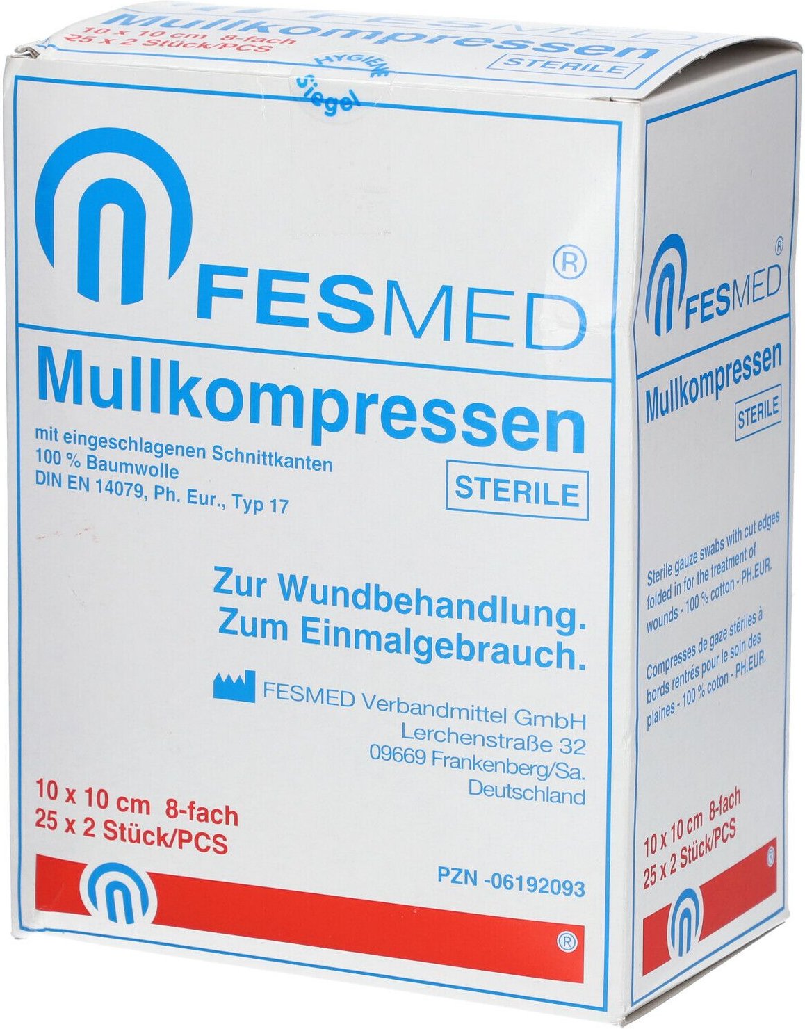 Mullkompressen ES 10x10 cm steril 8-fach