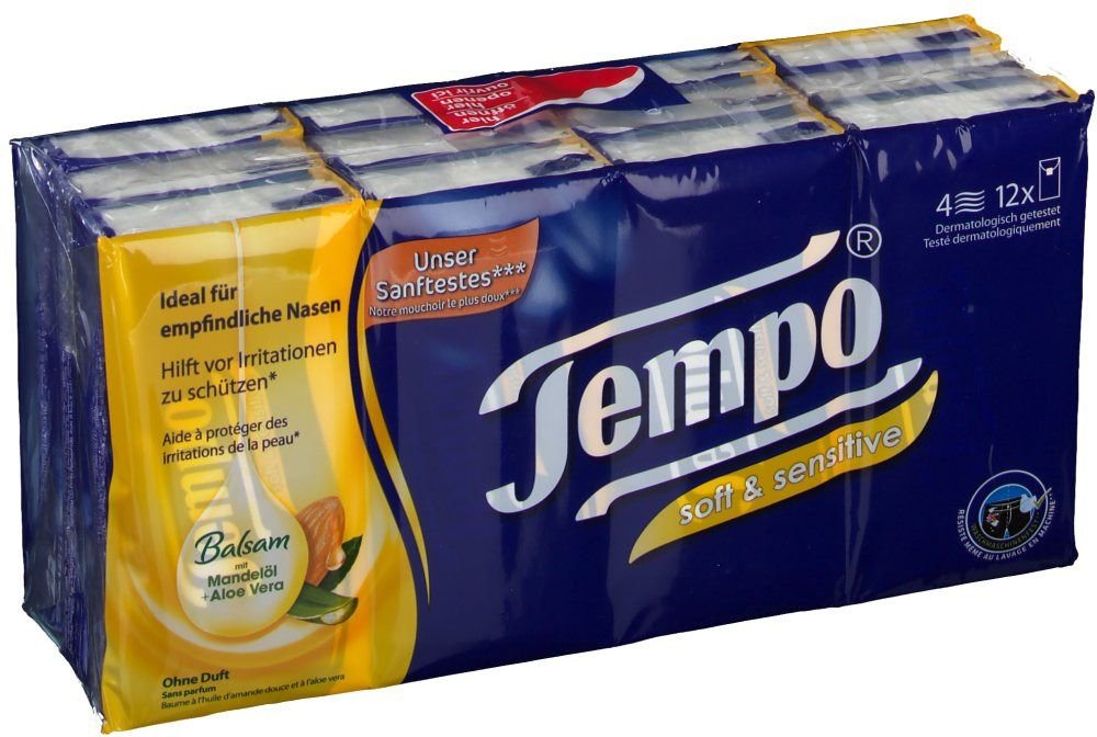 Tempo Taschentücher soft & sensitive 12x9 St Tücher