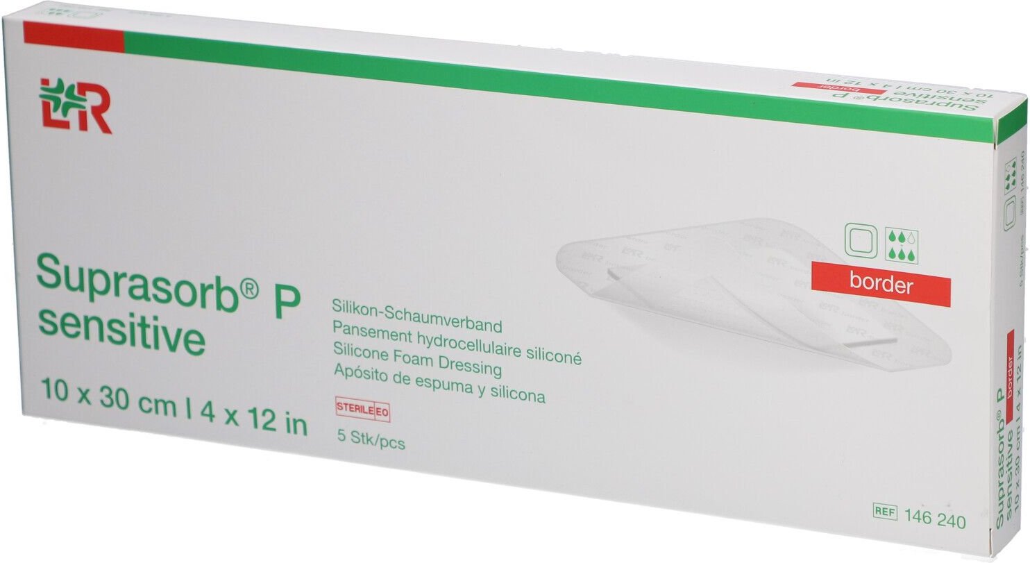 Suprasorb P sensitive PU-Schaumv.border 10x30cm 5 St Verband