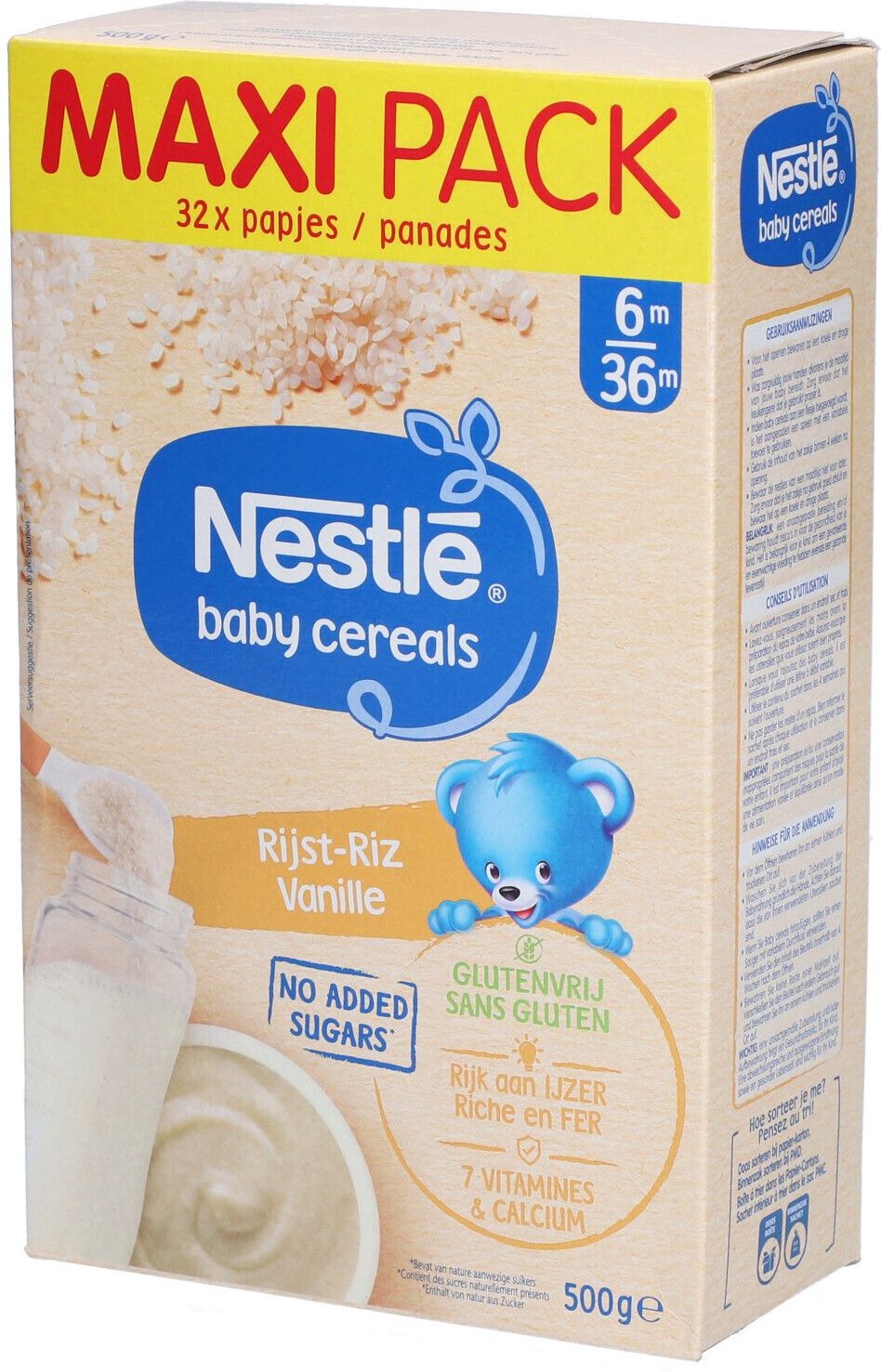Nestle Baby Granen Rijst Vanille Glutenvrij 500 g Brei