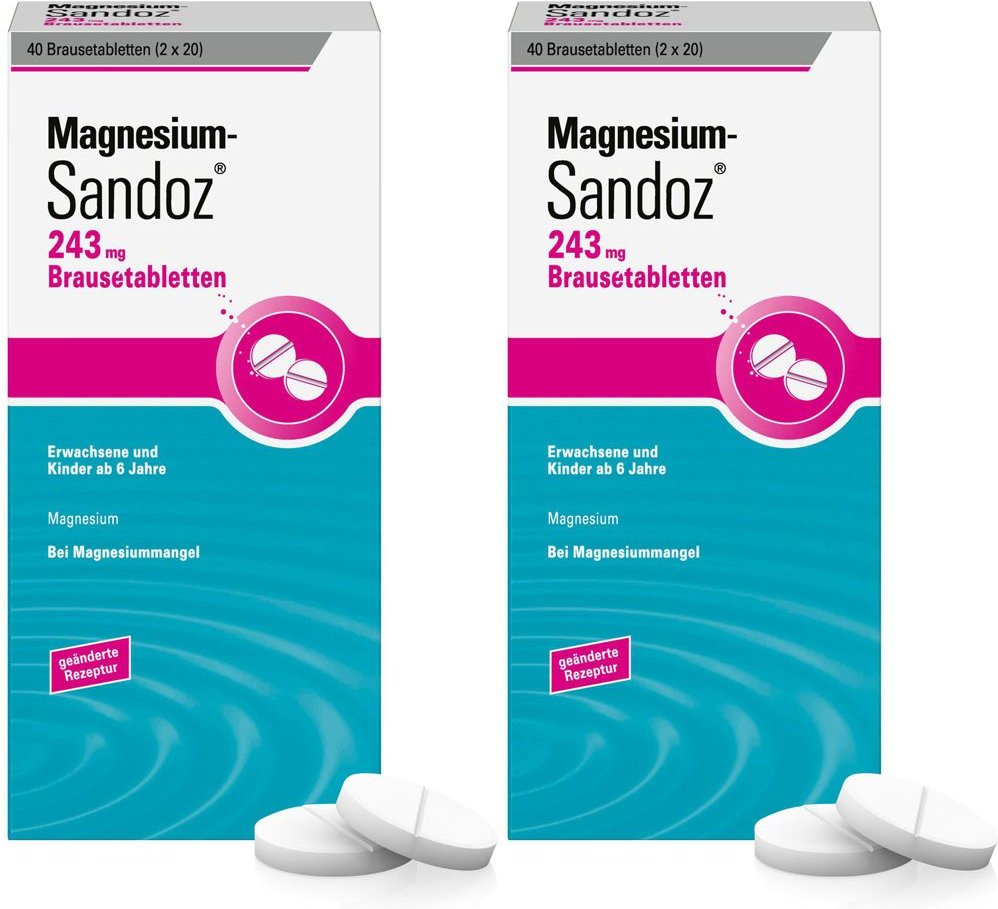 Thumbnail - Magnesium-Sandoz 243 mg Doppelpack 2x40 St Brausetabletten