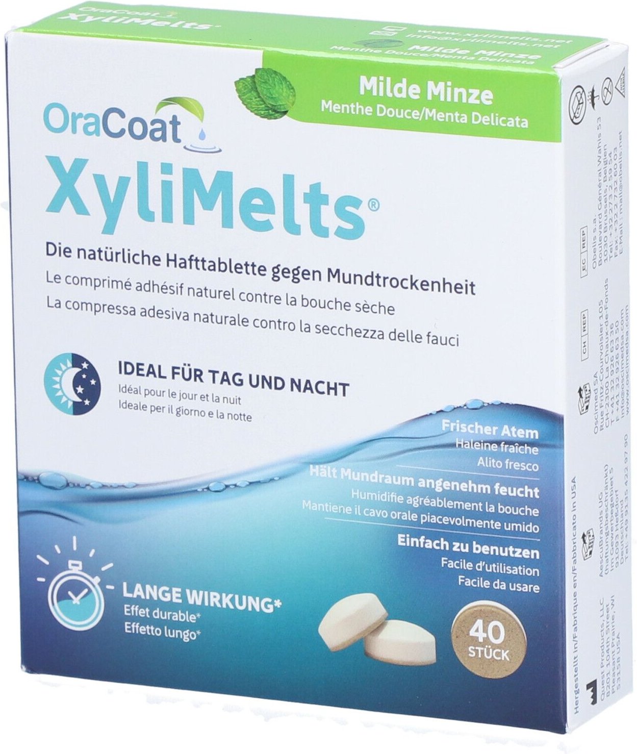 Xylimelts Hafttabletten milde Minze OraCoat 40 St Tabletten