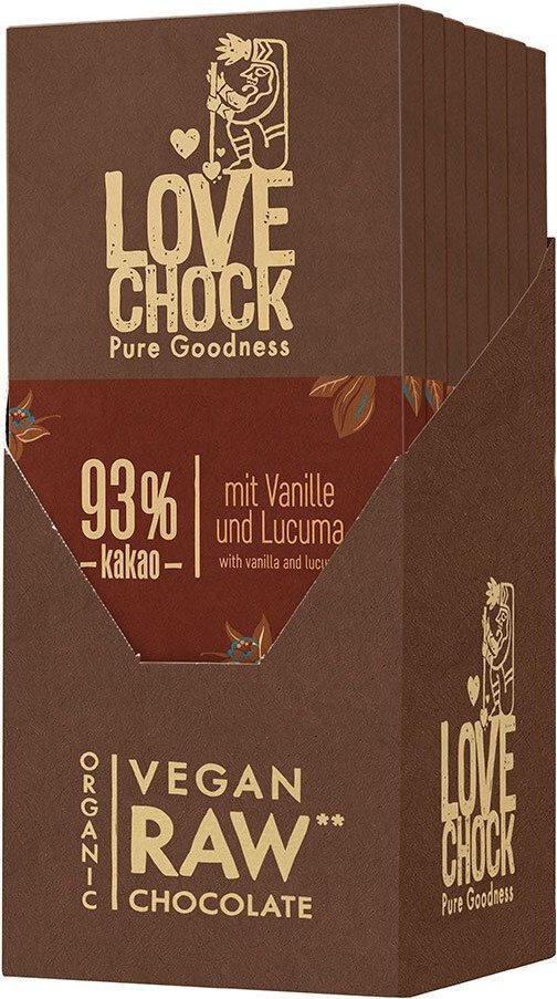 Lovechock Bio rohe Schokolade, 93 % Kakao 8x70 g Schokolade