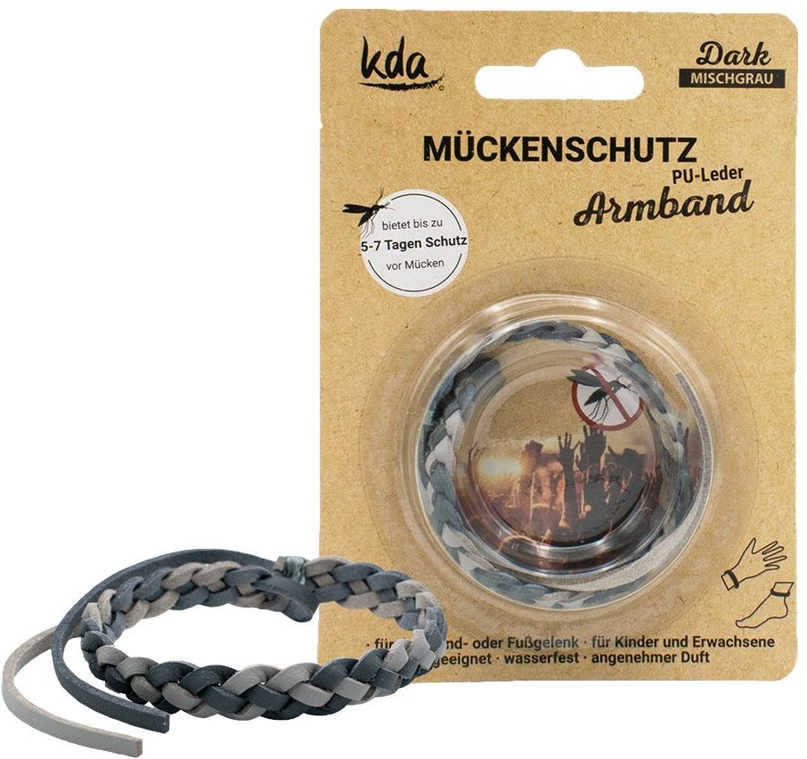 Mückenschutz Armband PU-Leder mischgrau KDA