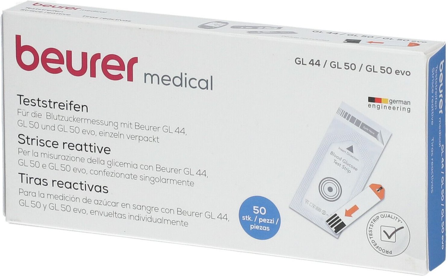 Beurer Gl44/Gl50 Blutzucker-Teststreifen Folie 50 St Teststreifen
