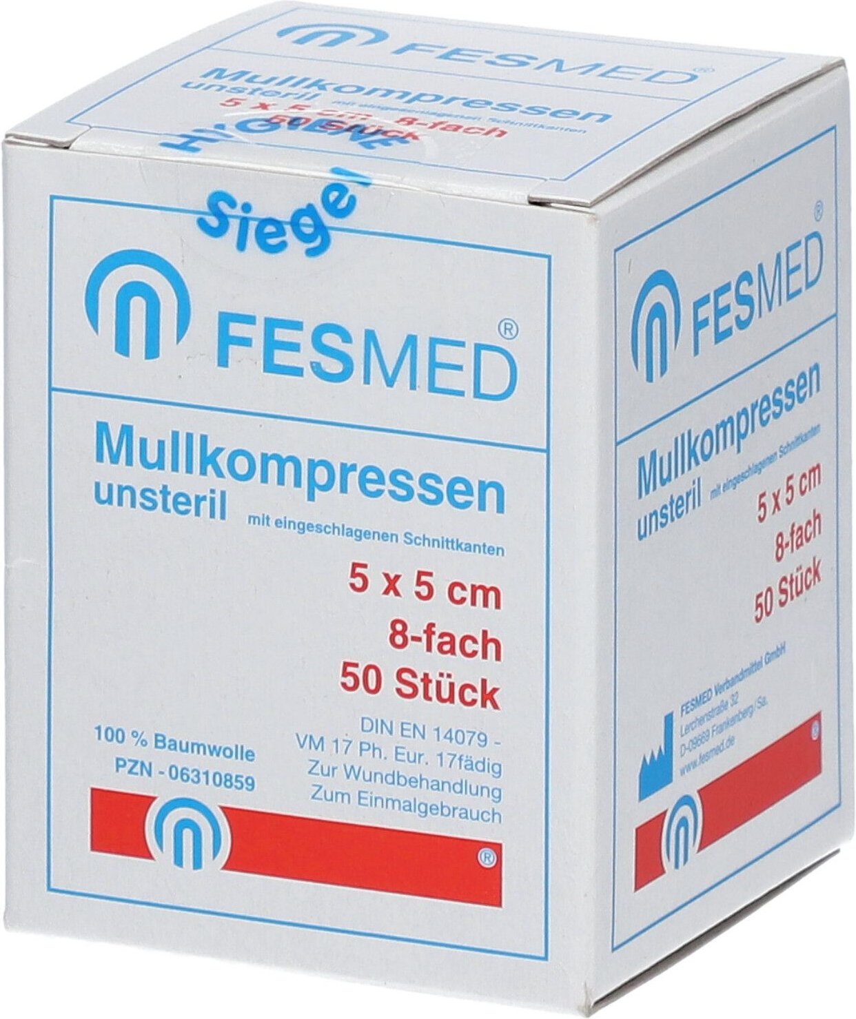 Mullkompressen ES 5x5 cm unsteril 8-fach
