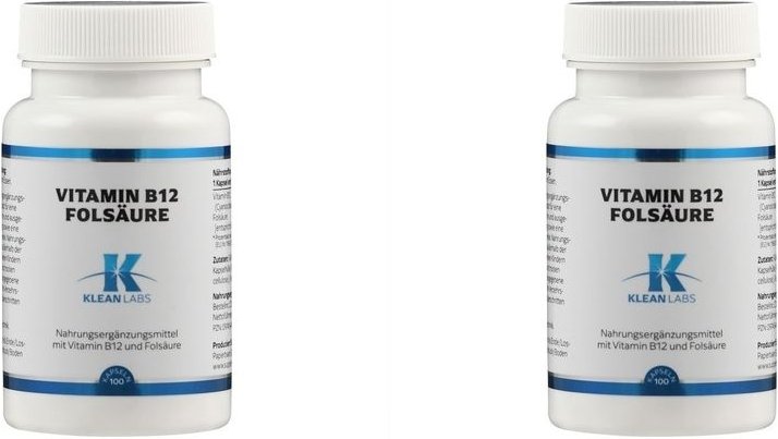 Vitamin B12+Folsäure Klean Labs Kapseln 2x 2x100 St