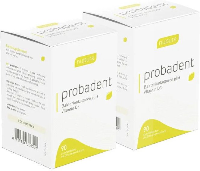 Nupure probadent Probiotikum Mundflora lemon Lut. Doppelpack 2x90 St Lutschtabletten