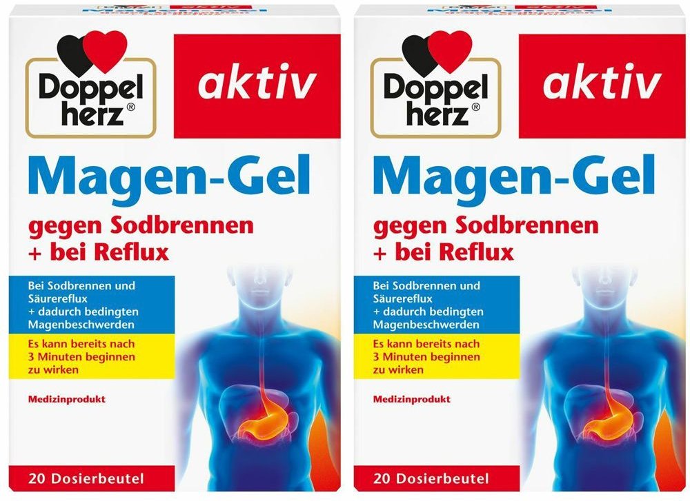Doppelherz Magen-Gel gegen Sodbrennen+bei Reflux Doppelpack 2x20 St Gel