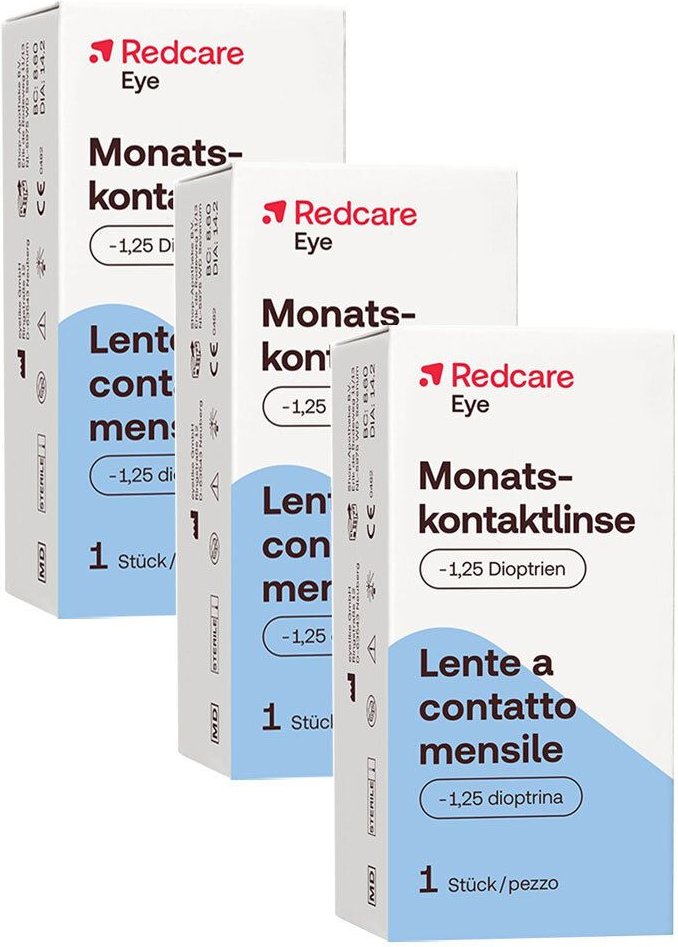 Redcare Monatslinse -1,25 3er-Pack 3x1 St Kontaktlinsen